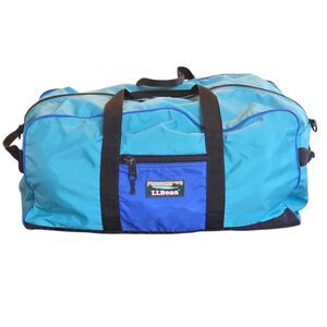 Vintage LL Bean  Duffle Bag Adventure Color Block Teal Turquoise Purple Nylon